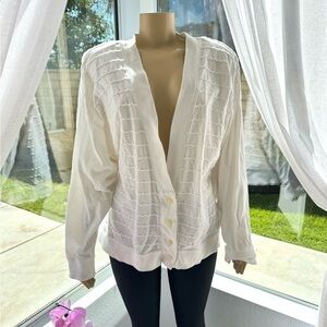 Vintage Christian De Castelnau White Cardigan Sweater Women’s Size L Large